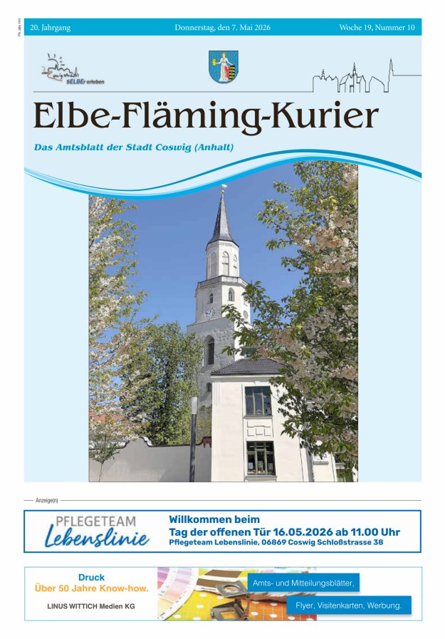 Elbe-Fläming-Kurier Das Amtsblatt der Stadt Coswig (Anhalt) Titelblatt 10/2026