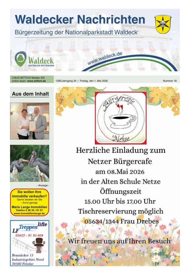 Waldecker Nachrichten Titelblatt 18/2026