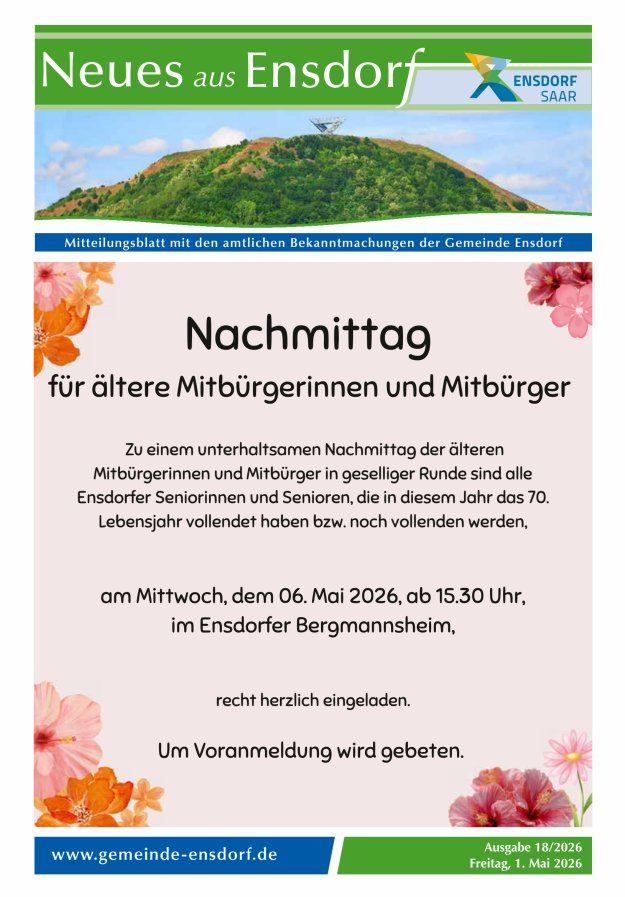 Neues aus Ensdorf Titelblatt 18/2026