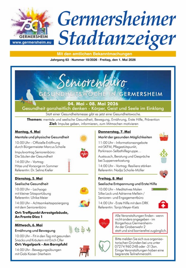 Germersheimer Stadtanzeiger Titelblatt 18/2026