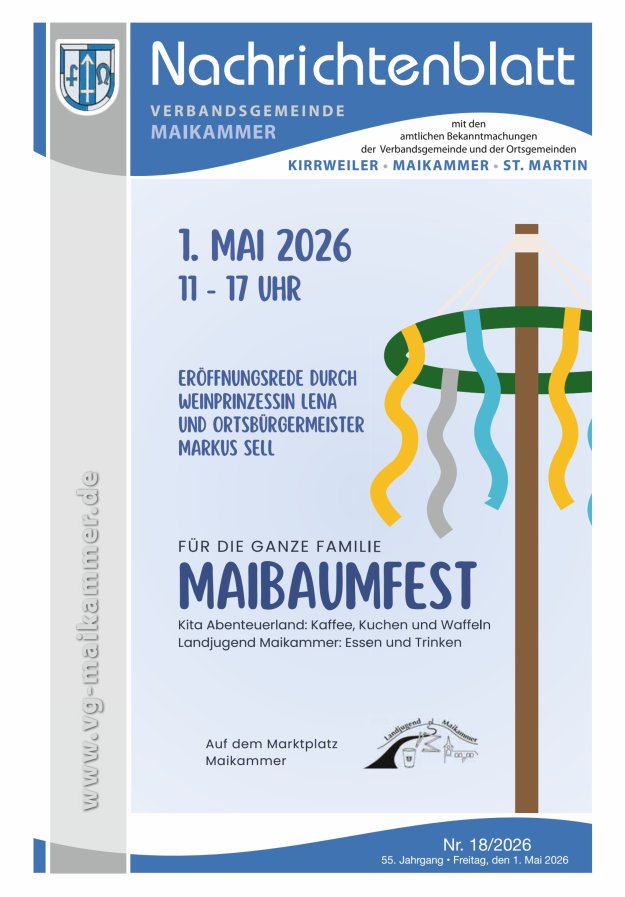 Nachrichtenblatt VG Maikammer Titelblatt 18/2026
