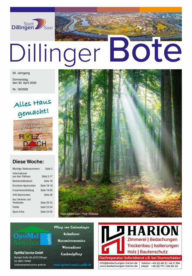 Dillinger Bote Titelblatt 18/2026