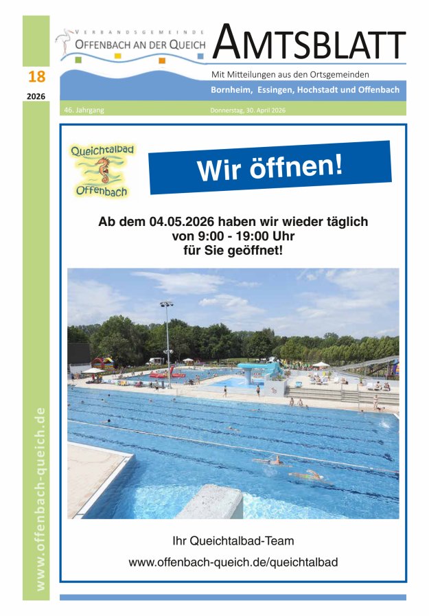 Amtsblatt VG Offenbach an der Queich Titelblatt 18/2026