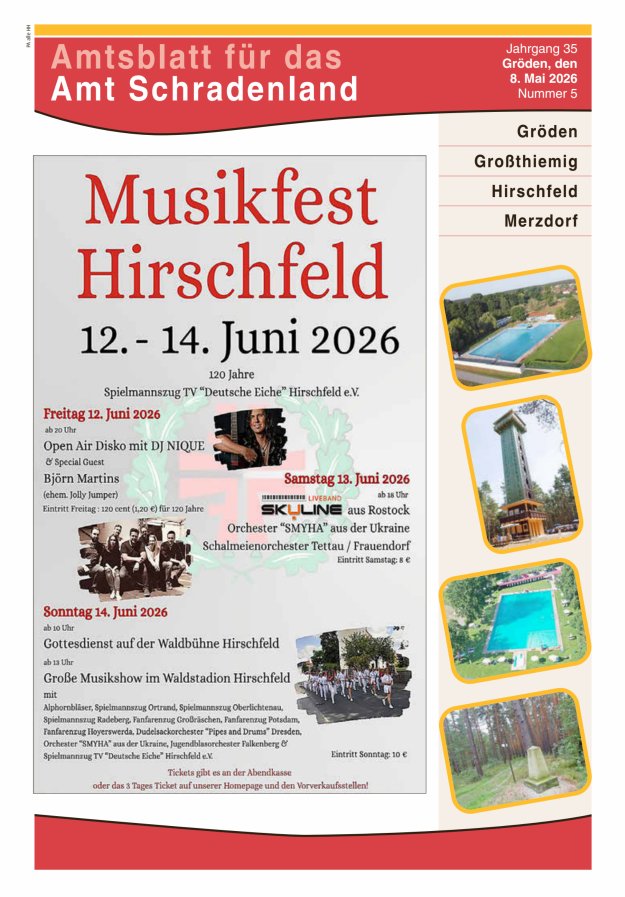 Amtsblatt für das Amt Schradenland Titelblatt 05/2026