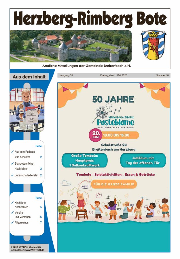 Herzberg-Rimberg Bote Titelblatt 18/2026