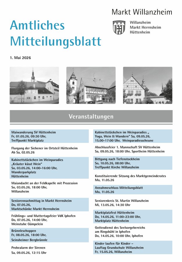 Amtliches Mitteilungsblatt des Marktes Willanzheim Titelblatt 09/2026