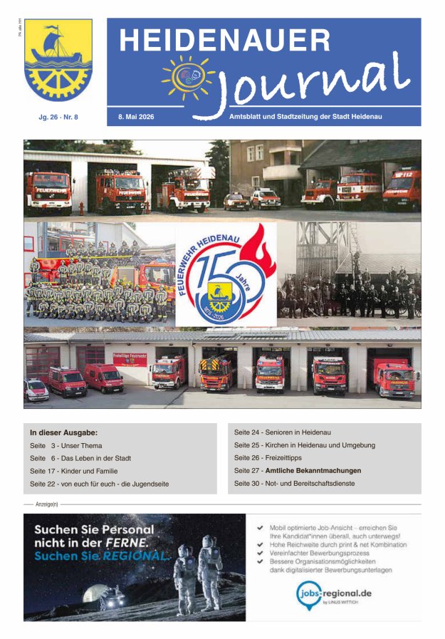 Heidenauer Journal - Amtsblatt und Stadtzeitung der Stadt Heidenau Titelblatt 08/2026