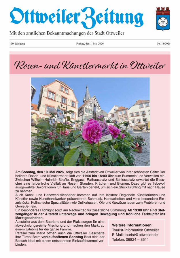Ottweiler Zeitung Titelblatt 18/2026