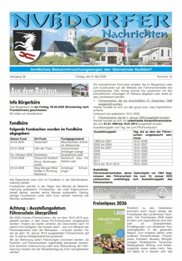 Nußdorfer Nachrichten Titelblatt 10/2026