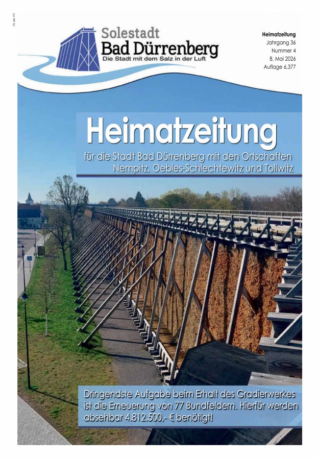 Stadt Bad Dürrenberg Heimatzeitung mit den Ortschaften Titelblatt 04/2026