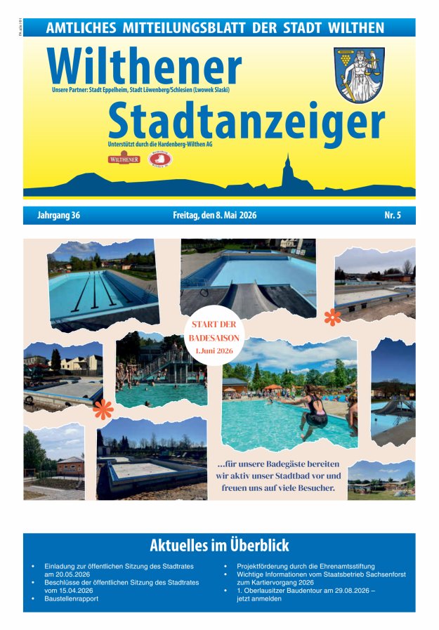 Wilthener Stadtanzeiger - Amtliches Mitteilungsblatt der Stadt Wilthen Titelblatt 05/2026