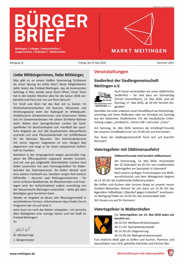Meitinger Bürgerbrief Titelblatt 1041/2026