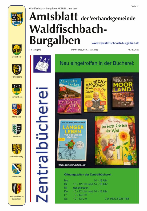 Amtsblatt der Verbandsgemeinde Waldfischbach-Burgalben Titelblatt 19/2026