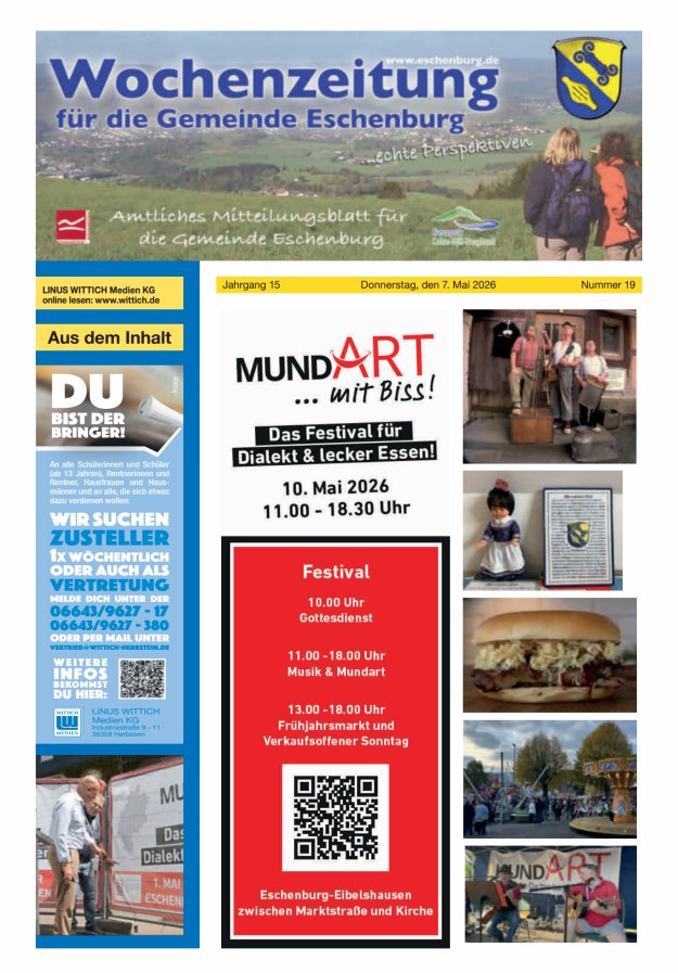 Wochenzeitung für die Gemeinde Eschenburg Titelblatt 19/2026