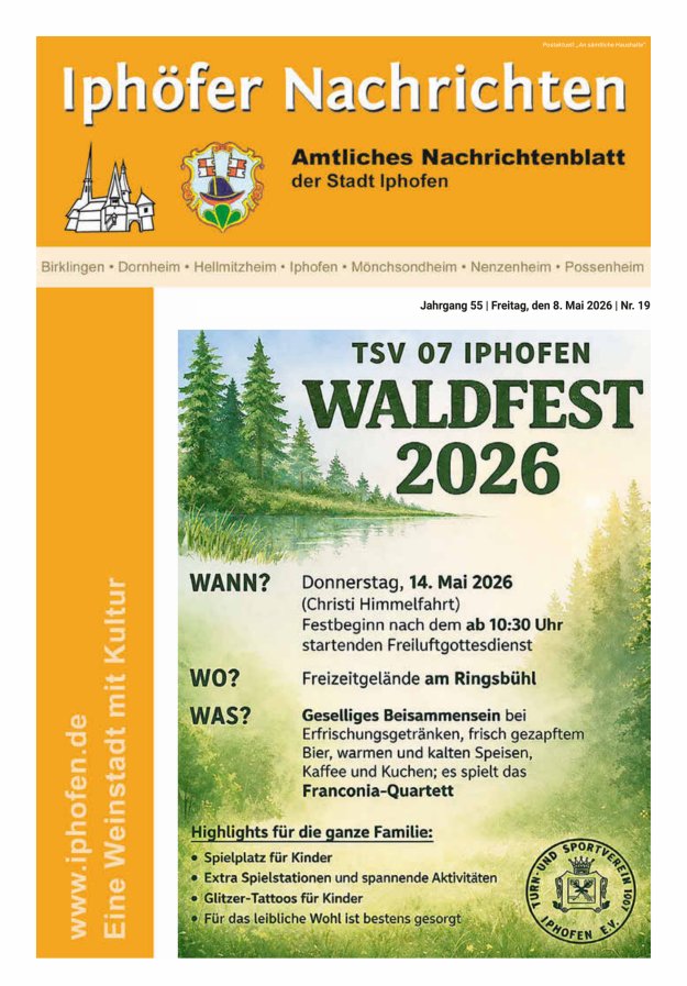 Iphöfer Nachrichten Titelblatt 19/2026