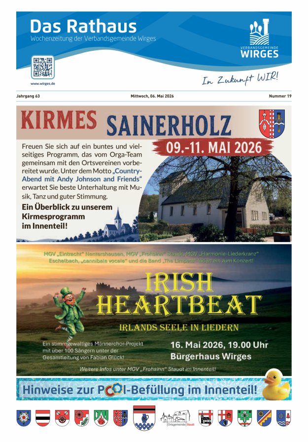 Das Rathaus - Informationen für die Bürger in der VG Wirges Titelblatt 19/2026
