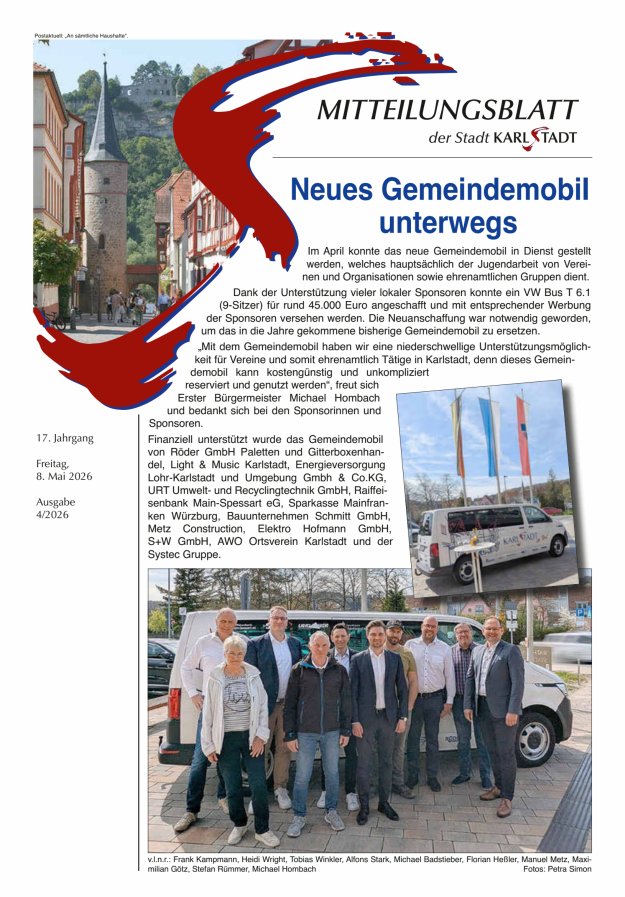 Mitteilungsblatt Karlstadt Titelblatt 04/2026