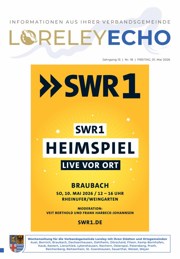 Loreley-Echo - Mitteilungsblatt der Verbandsgemeinde Loreley (Braubach) Titelblatt 17/2026