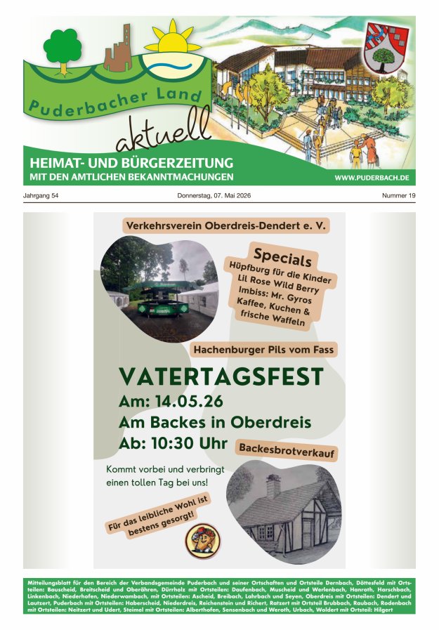 Puderbacher Land aktuell Titelblatt 19/2026