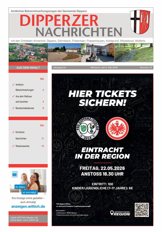 Dipperzer Nachrichten Titelblatt 19/2026