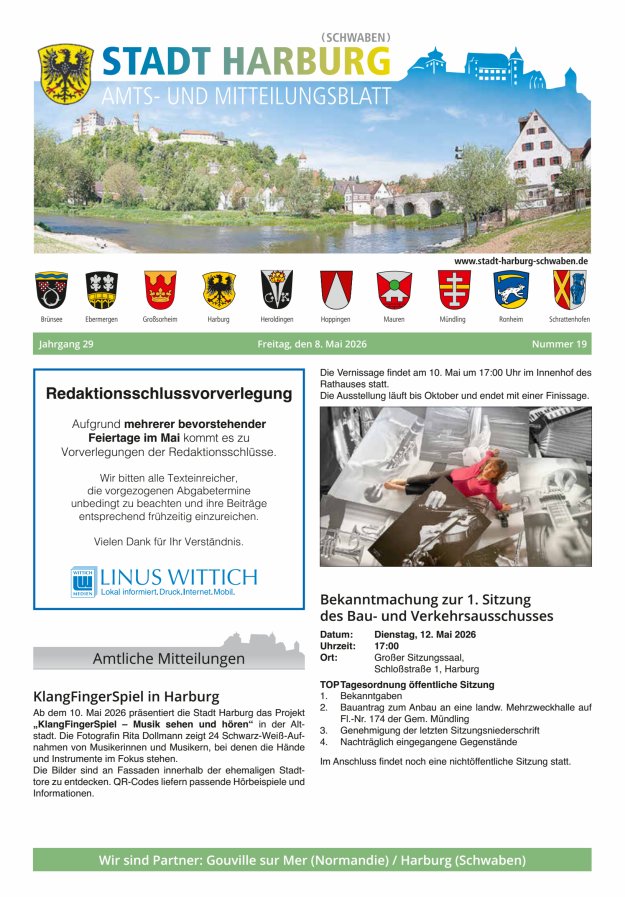 Amts- und Mitteilungsblatt der Stadt Harburg Titelblatt 19/2026