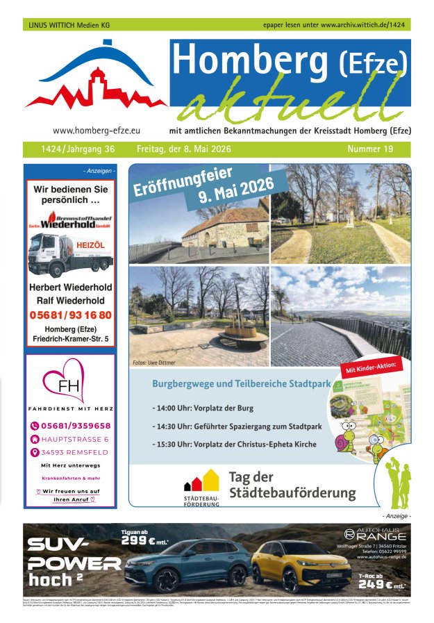 Homberg Efze aktuell Titelblatt 19/2026