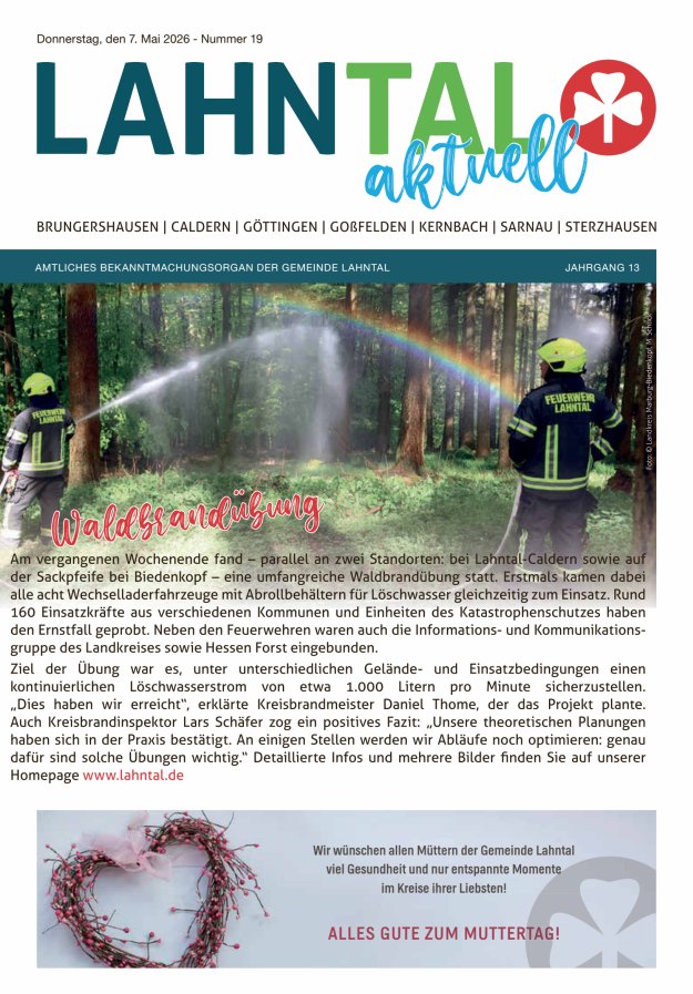 Amtliches Bekanntmachungsorgan der Gemeinde Lahntal Titelblatt 19/2026