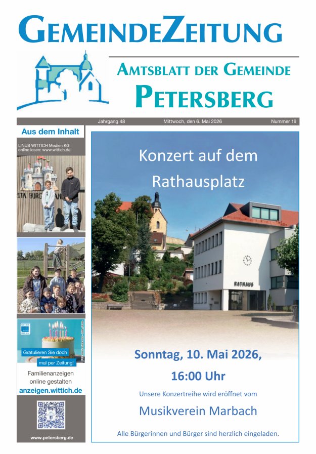 Amtsblatt Blickpunkt Petersberg Titelblatt 19/2026
