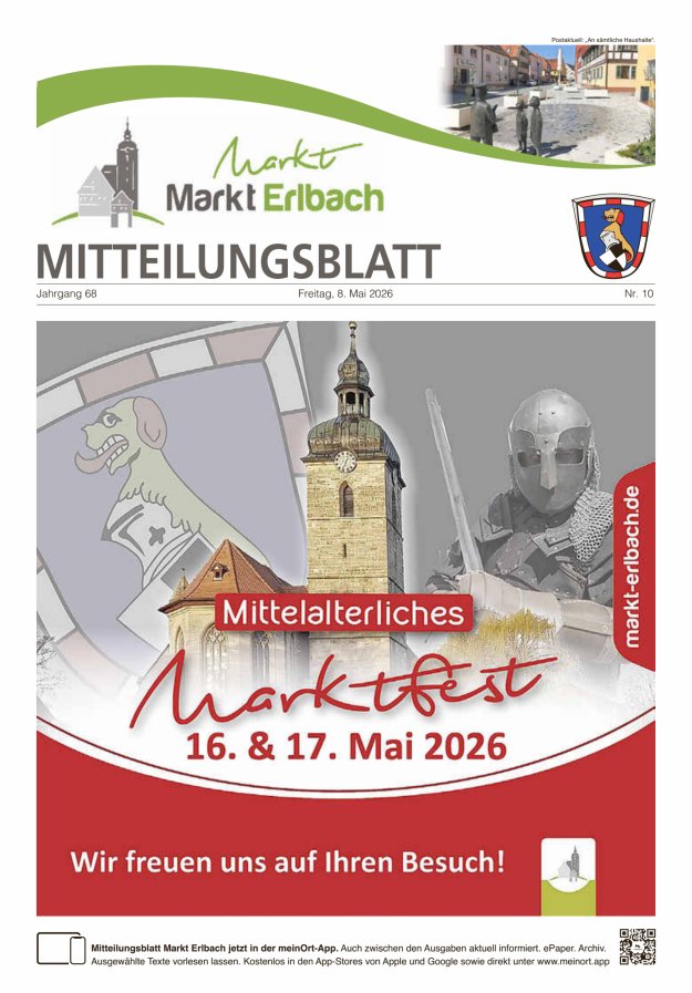Mitteilungsblatt Markt Erlbach Titelblatt 10/2026