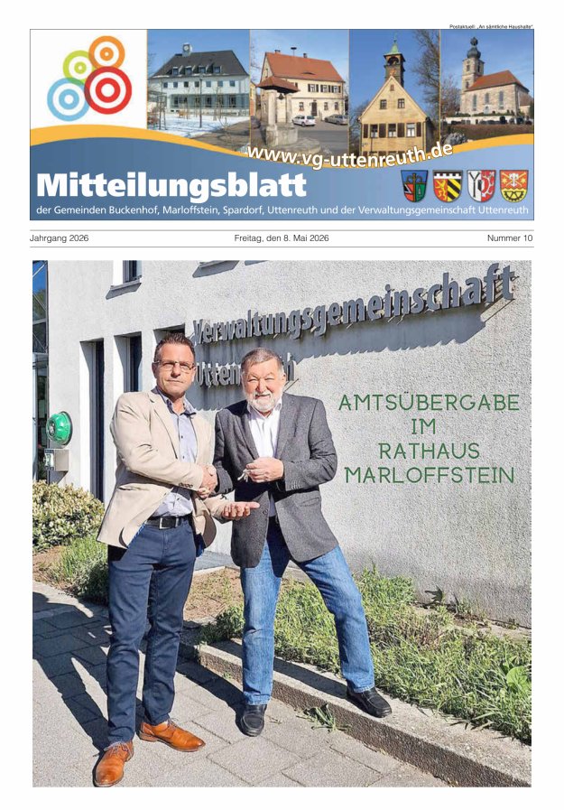 Mitteilungsblatt der Verwaltungsgemeinschaft Uttenreuth Titelblatt 10/2026