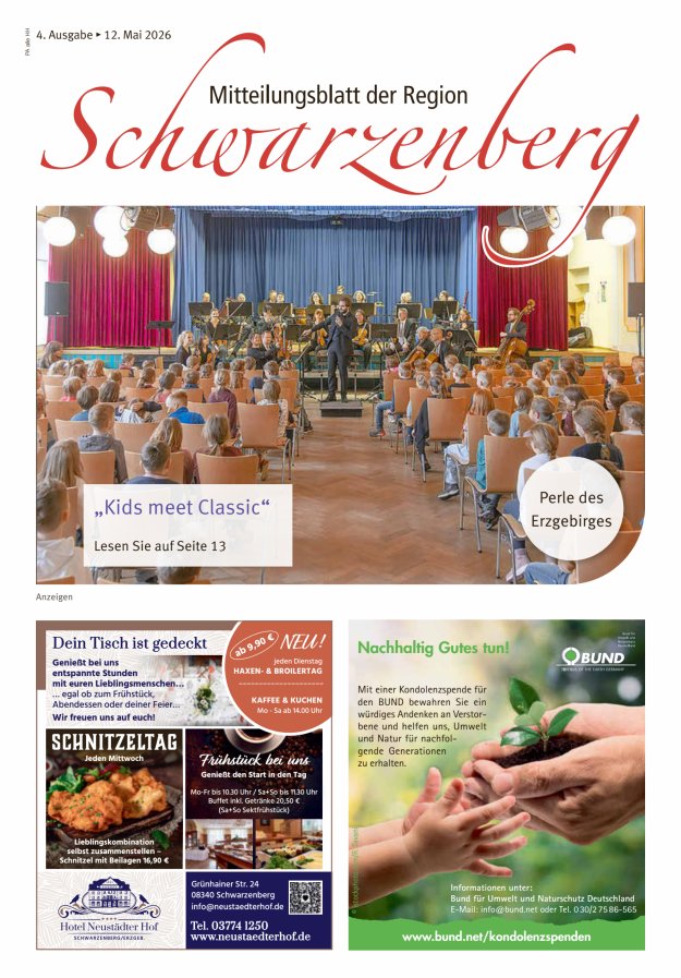 Informationsblatt der Stadt Schwarzenberg mit den OT  Titelblatt 04/2026