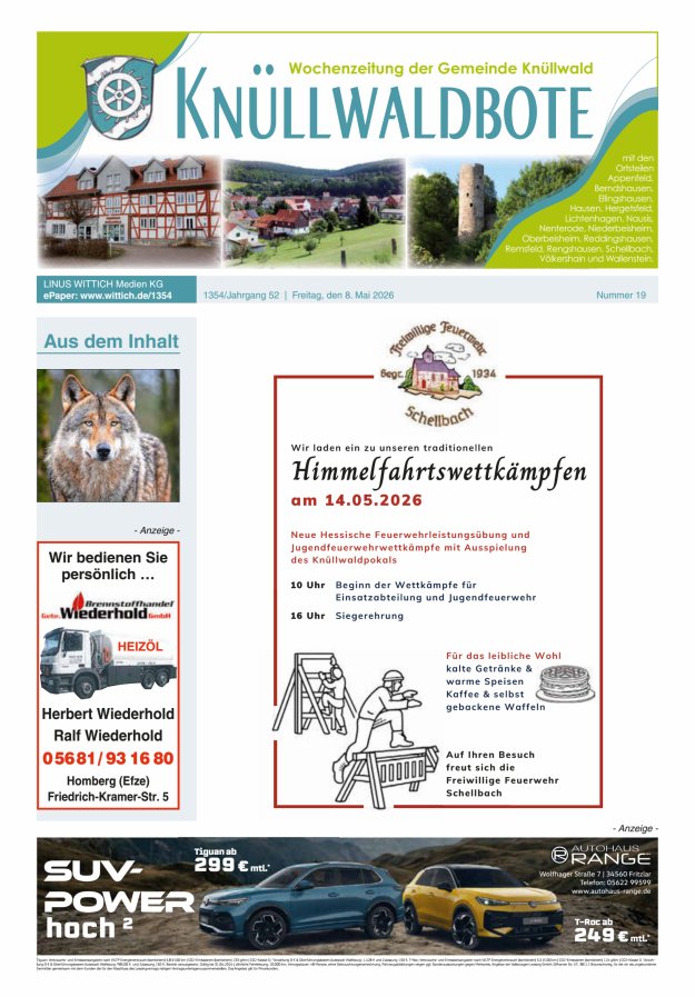 Knüllwaldbote Titelblatt 19/2026