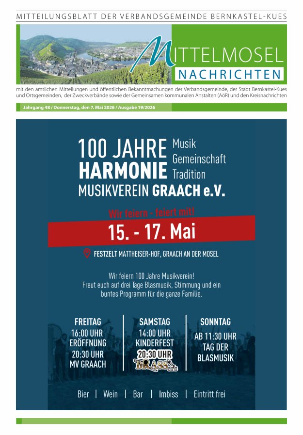 Mittelmosel-Nachrichten VG Bernkastel-Kues Titelblatt 19/2026