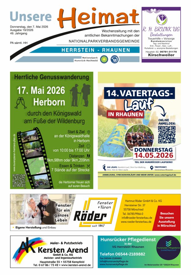 Unsere Heimat VG Herrstein-Rhaunen Titelblatt 19/2026