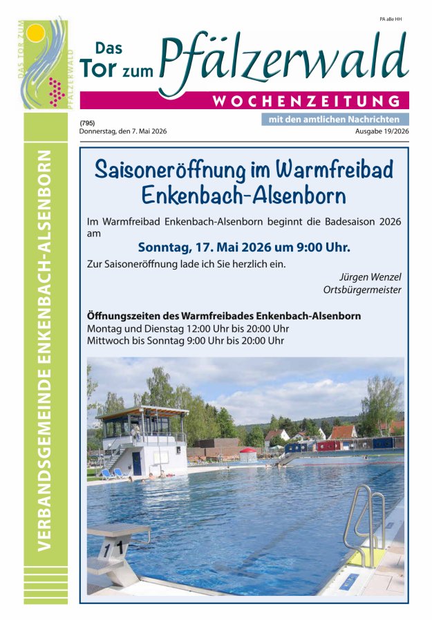 Das Tor zum Pfälzer Wald - VG Enkenbach-Alsenborn Titelblatt 19/2026