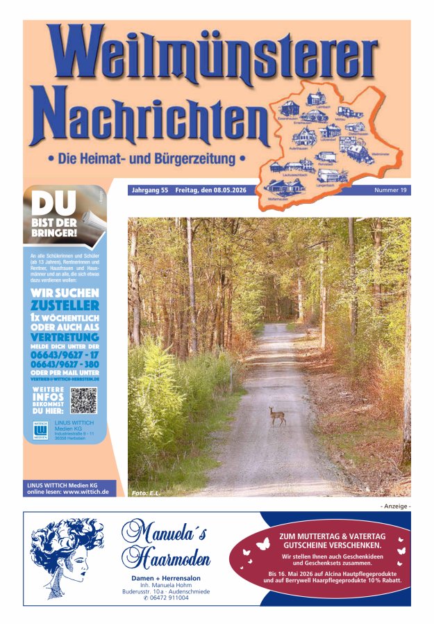 Weilmünsterer Nachrichten Titelblatt 19/2026