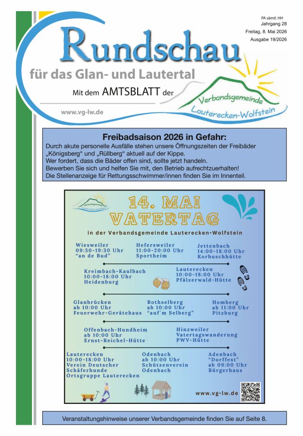 Rundschau für das Glan- und Lautertal Titelblatt 19/2026