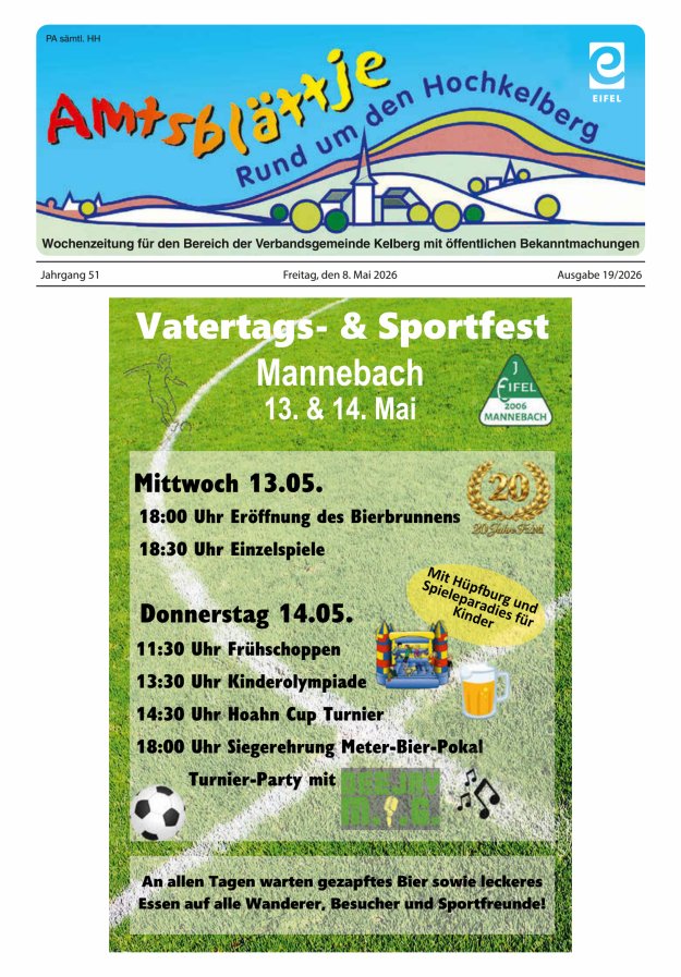 Amtsblättje - Rund um den Hochkelberg Titelblatt 19/2026