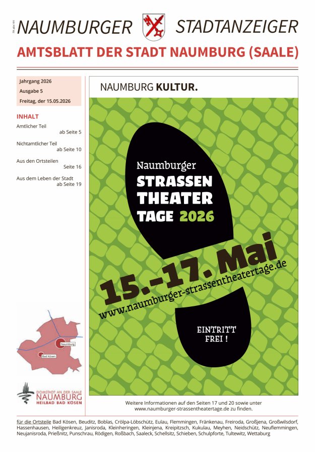 Amtsblatt der Stadt Naumburg (Saale) Titelblatt 05/2026
