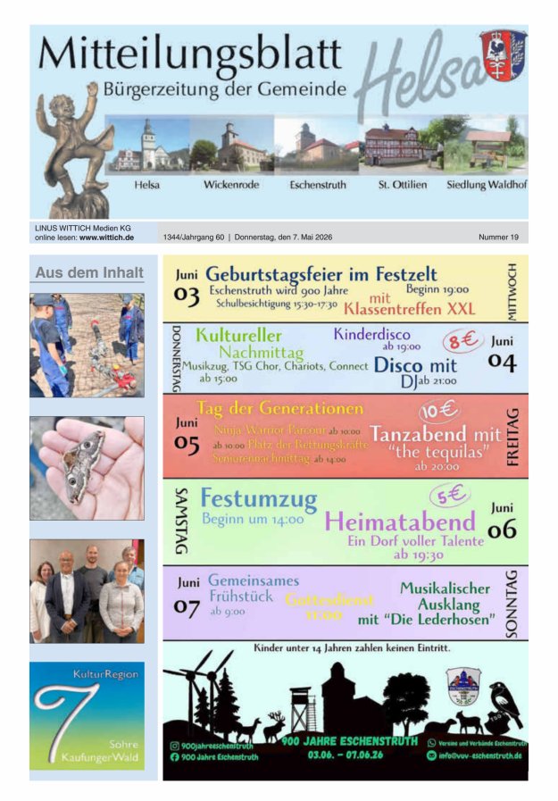 Mitteilungsblatt Helsa Titelblatt 19/2026