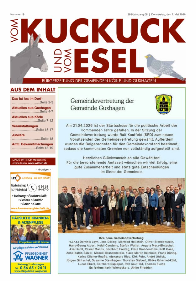 Vom Kuckuck und Esel (Guxhagen-Körle) Titelblatt 19/2026