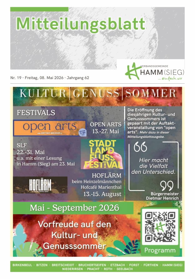 Mitteilungsblatt Hamm (Sieg) Titelblatt 19/2026