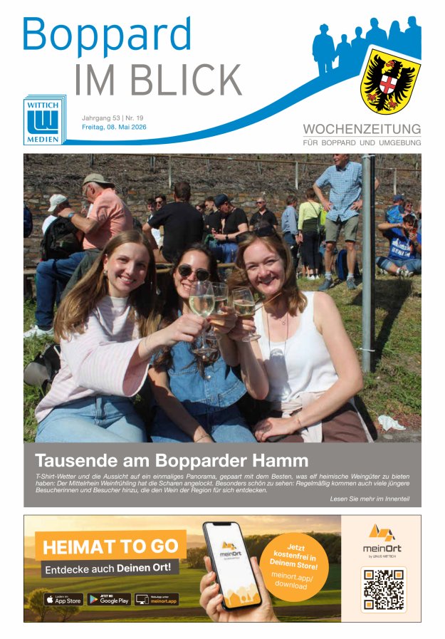 Boppard im Blick - Heimatzeitung für die Stadt Boppard Titelblatt 19/2026