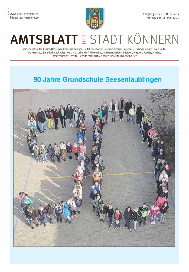 Anzeiger für die Stadt Könnern Titelblatt 05/2026