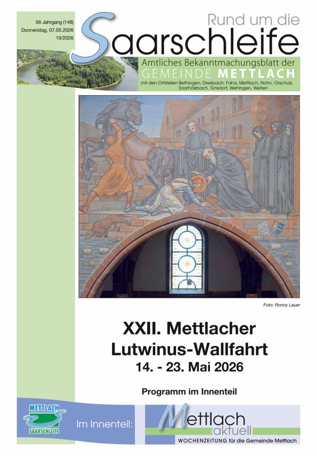 Rund um die Saarschleife Gemeinde Mettlach Titelblatt 19/2026