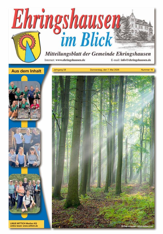Mitteilungsblatt der Gemeinde Ehringshausen Titelblatt 19/2026