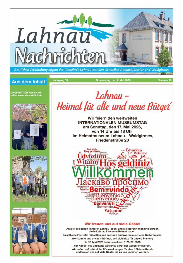 Lahnau Nachrichten Titelblatt 19/2026