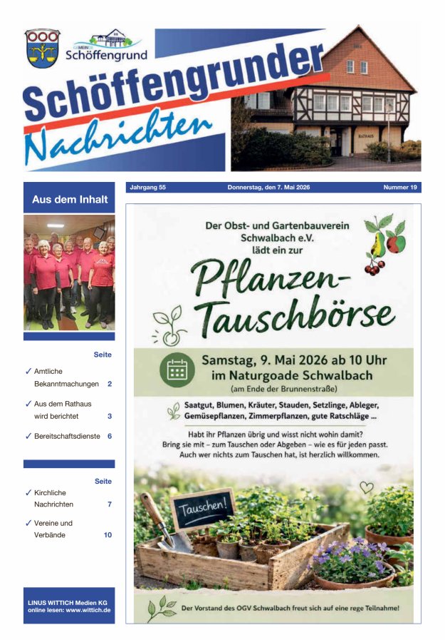 Schöffengrunder Nachrichten Titelblatt 19/2026