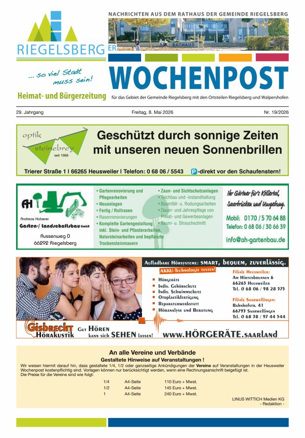 Riegelsberger Wochenpost Titelblatt 19/2026