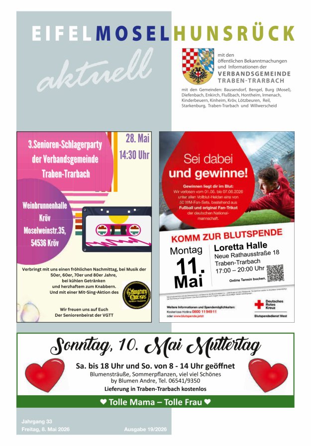 Eifel-Mosel-Hunsrück aktuell VG Traben-Trarbach Titelblatt 19/2026
